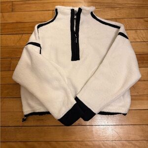 NWOT Free People Movement Mountain High Half-Zip Fleece -white combo XS *flaws*
